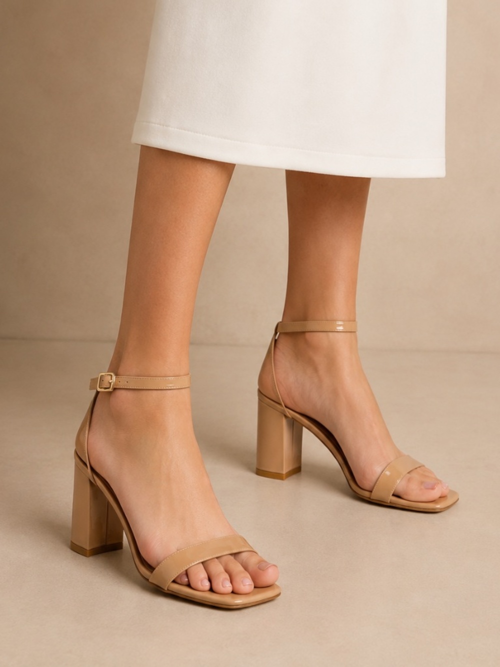 Stuart Weitzman Nudistcurve 75 Block Heel Sandals Adobe Leather Sz 9